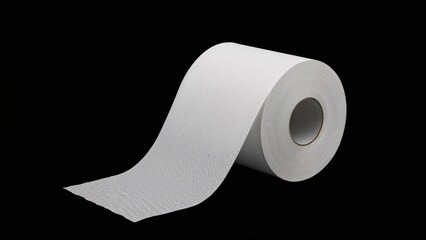 Isolated roll of toilet paper on a black canvas