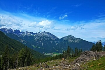 Austrian Alps - view of the peak Marchreisenspitze  in Stubai Alps from the Koppeneck