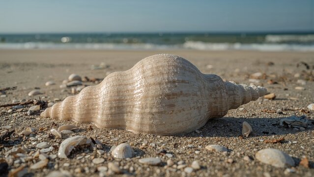 Wildlife Shot of Razor Shell on Seashore Sand