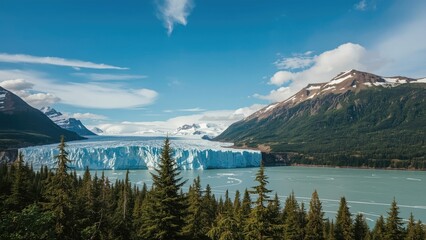 Obraz premium Glacier waters under a bright summer sky