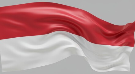 Naklejka premium Indonesian Flag Waving Against Gray Background