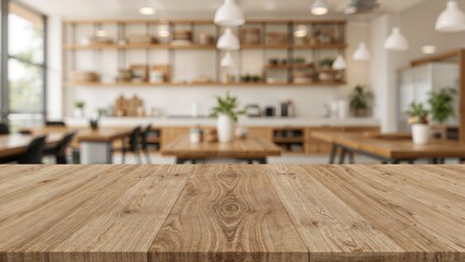 Unused wooden table area for advertising text