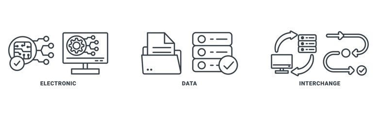 EDI icon set vector concept with icon of electronic, data, interchange