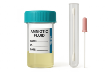 Amniotic fluid test with sterile swab and cytobrush on transparent background