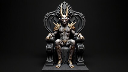 Dark fantasy warrior king sitting on ornate throne