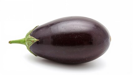 Close-up macro image of a fresh eggplant on a plain white background