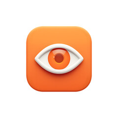Orange app icon with a stylized eye isolated on transparent background