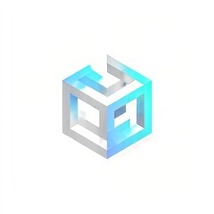 Fototapeta premium minimalist cube logo design geometric D style isolated on white background