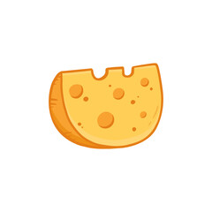 Piece of cheese isolated on white. Maasdam cheese in flat style. Food Vector illustration