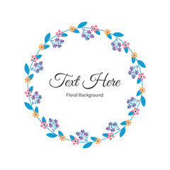 Hand Drawn Floral Frame with Flowers and Green Leaves