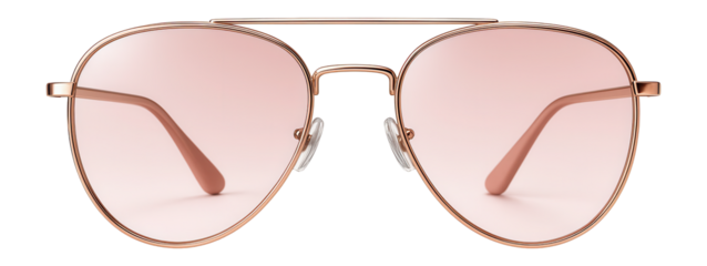 Rose gold aviator glasses with pink-tinted lenses and double bridge