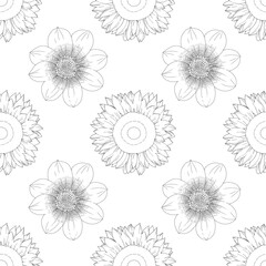 sFloral Illustration on White: Sunflower and Daisy Arrangement
