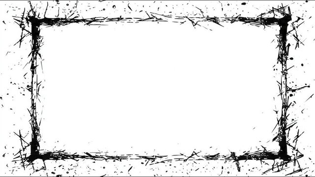 Dynamic transformation of abstract grunge frame with splattered ink effect
