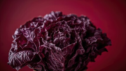 Still life featuring dried red cabbage leaves on a textured background