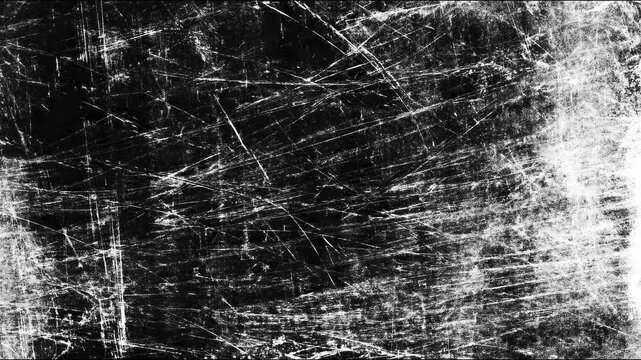 Dynamic abstract texture of scratched black and white surface