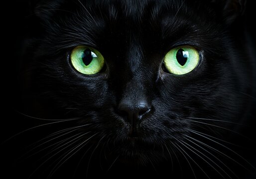 Eyes of the Night: The Enigmatic Black Cat - Powered by Adobe
