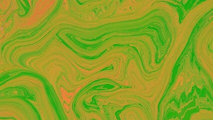 Fototapeta premium Abstract close-up showing green and orange oil paint details on canvas