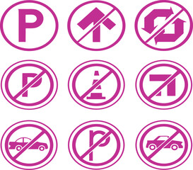 Road Prohibition and Safety Symbol Collection.