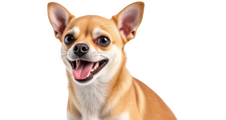 Obraz premium Cute chihuahua dog with happy expression, showcasing its playful nature and vibrant personality