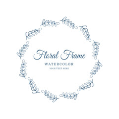 Floral Frame with Elegant Botanical Flowers and Leaves