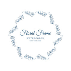 Floral Frame with Elegant Botanical Flowers and Leaves