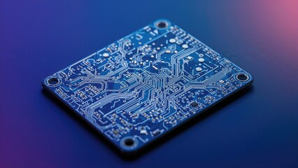 Blue background showcasing a circuit board with gold finish