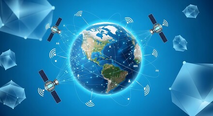 illustration of a wind farm and solar panels generating clean, renewable energy in a green field, a concept for a sustainable future.