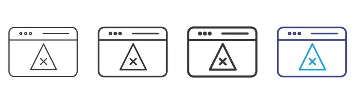 Ad Blocker Icon Set Illustration with Outline Style Variation
