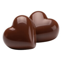 Obraz premium Two dark chocolate heart candies isolated on transparent background