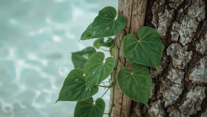 Lush green climbing plant featuring Dioscorea pentaphylla and its distinctive five-leaf pattern
