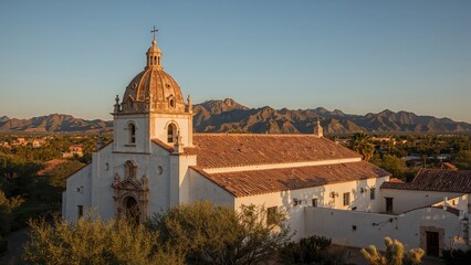 Naklejka premium Historic 17th-century mission founded by Spanish missionaries in the Americas
