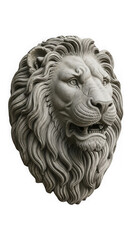 Obraz premium Stone lion head sculpture isolated on transparent background