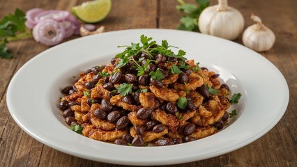 Crispy black beans cooked to perfection displayed on a plate on the table