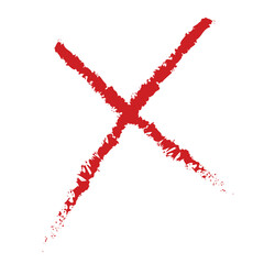 Red X is drawn on a white background