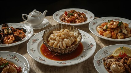 Tasty abalone and seafood meals served with a gourmet sauce