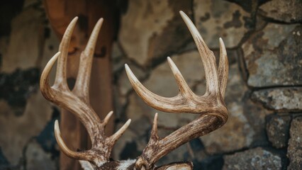 Hunting Trophy Display: Majestic Antlers in Rustic Style