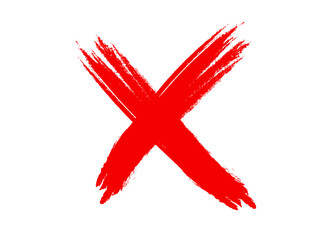 Red X with red brush strokes
