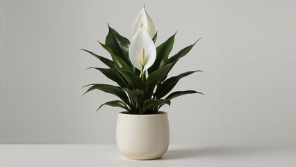 Ornamental Spathiphyllum wallisii plant, also called peace lily