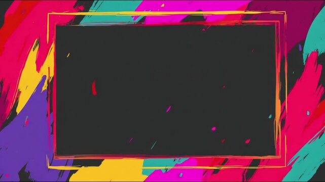 Vibrant colorful abstract frames with dynamic brush stroke patterns