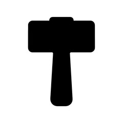 Minimalist Black Hammer Icon on White Background.
