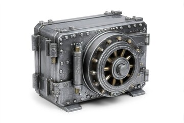 bank vault-style money bank with rotating handle