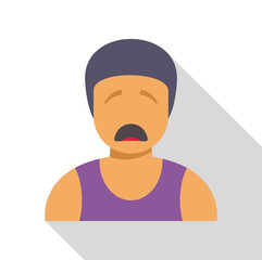 Flat vector illustration of a disappointed sportsman with purple tank top