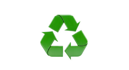 Fototapeta premium A green recycling symbol with three chasing arrows forming a triangle, isolated on transparent background