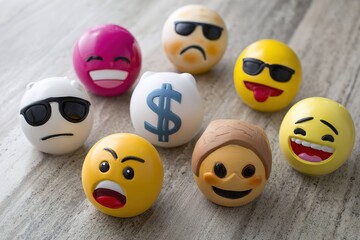 Obraz premium emoji-shaped money banks with expressions