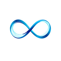Abstract infinity logo with a sleek continuous line in turquoise-blue gradient, perfect for modern branding, isolated on white background.