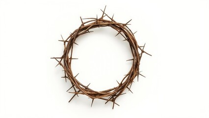 Fototapeta premium Wooden thorn crown displayed on white