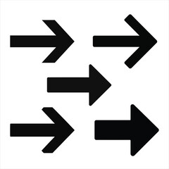 Minimal Arrows Pointing Icon – Black and White Vector Silhouette