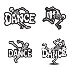 Dancing skeleton illustrations for halloween or dance themed designs