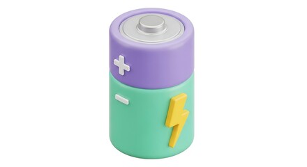 Cute and colorful battery with lightning bolt design