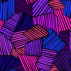 Vibrant seamless geometric stripe pattern with neon purple and blue tones for modern fashion and accessories